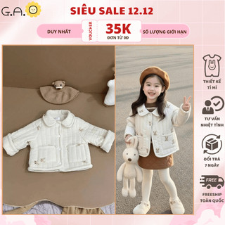  Áo phao có cổ 2 túi ấm áp cho bé từ 3 - 12kg Áo khoác nỉ lót bông trẻ em Little G.A.O 