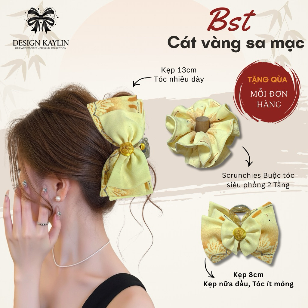 [BST CÁT VÀNG SA MẠC] Kẹp tóc, buộc tóc thiết kế sang trọng tone vàng sa mạc • Kaylin accessories