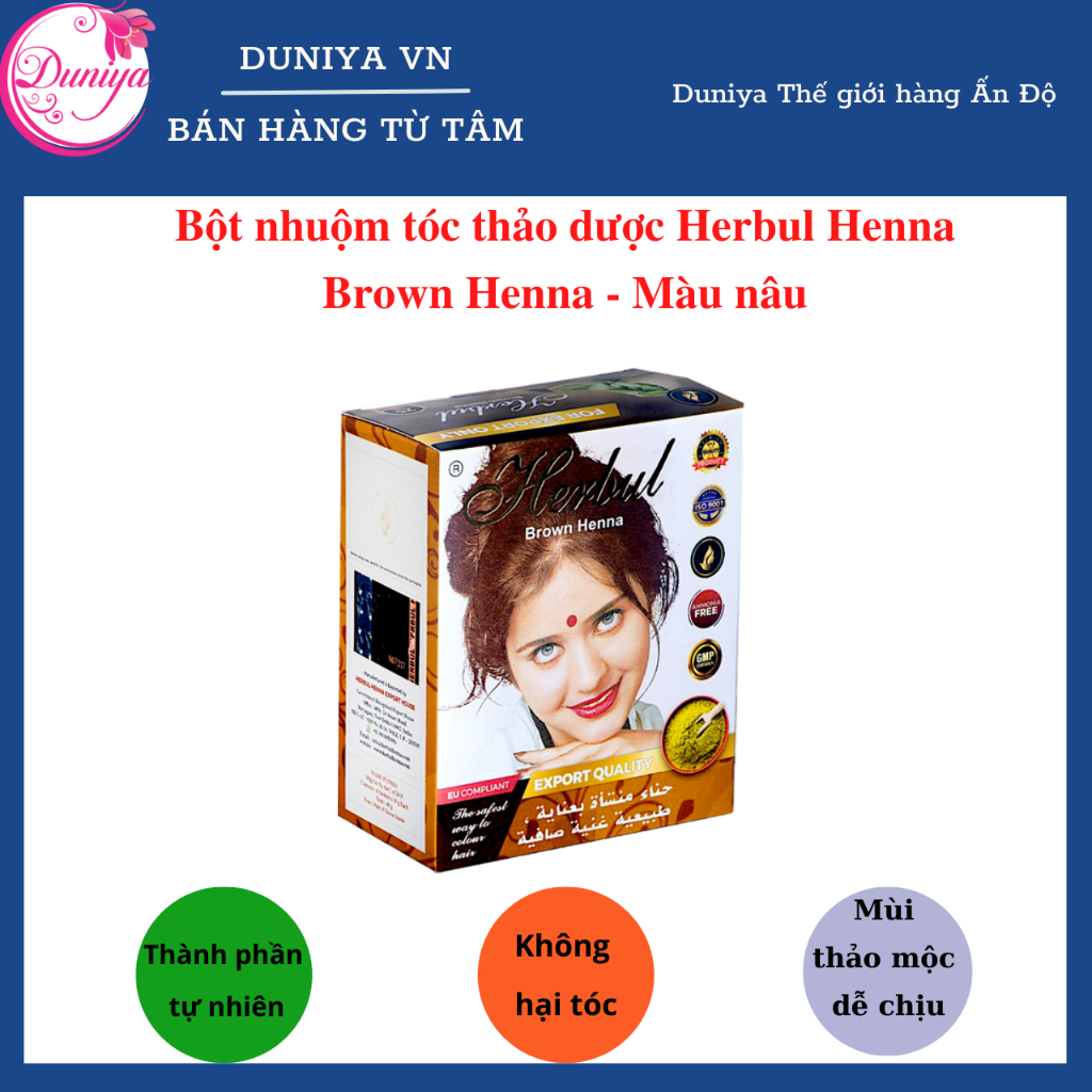 Bột Nhuộm Tóc Thảo Dược Herbul Henna Brown - Màu Nâu