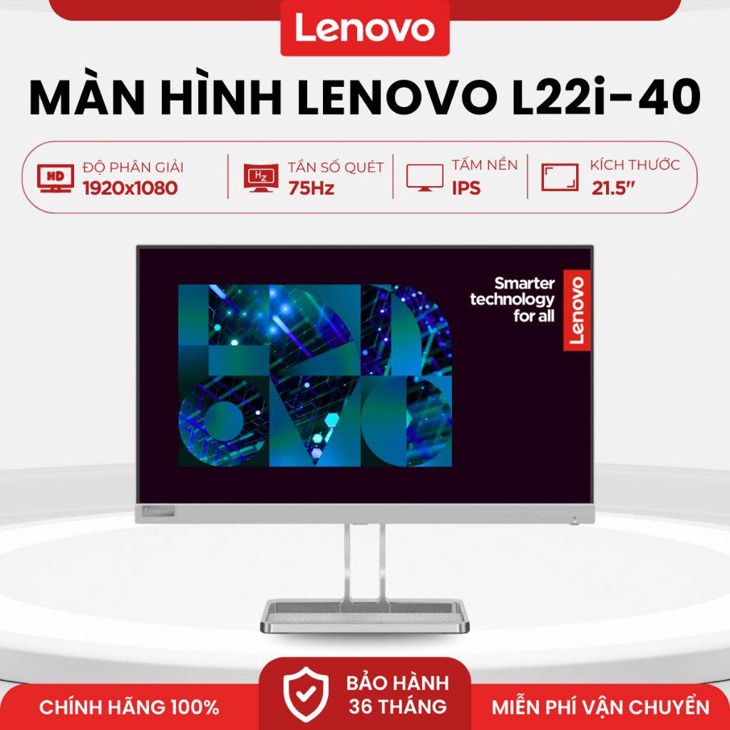 Màn Hình Lenovo L22i-40 | 22" FHD IPS | 75Hz | 4ms | 2 Loa 3W | Eyesafe 2.0 Bảo Vệ Mắt