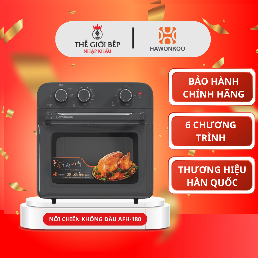 Nồi chiên không dầu Hawonkoo AFH-180 - Điều Khiển Tiện Lợi, Dễ Vệ Sinh
