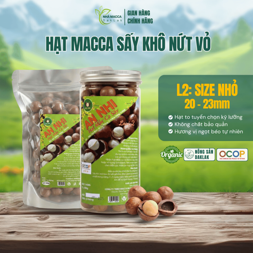 Hạt Mắc Ca Sấy Khô Nứt Vỏ Daklak 500gr, Size Nhỏ, Hương Vị Ngọt Béo Tự Nhiên - Nhà Macca Daklak