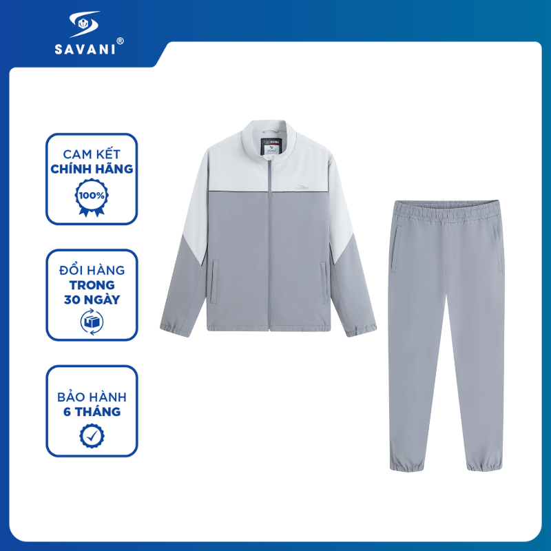 Bộ Gió Nam Không Mũ SAVANI, Chất Vải Gió Mềm, Không Nhăn, Cản Gió, Giữ Nhiệt Tốt MBGK003W5