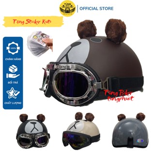  Mũ Bảo Hiểm Nửa Đầu Hình Gấu Có Tai Bông Nhiều Màu Kute  Tặng Kèm Sticker  