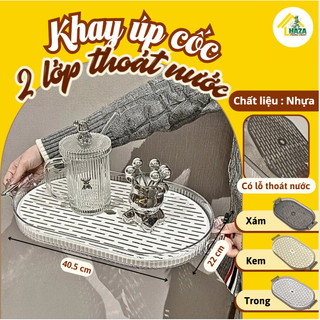  SẴN❤️Khay Úp Cốc Cao Cấp Khay Đựng Ly Cốc Có Lỗ Thoát Nước Khay Đựng Hoa Quả Haza decor 