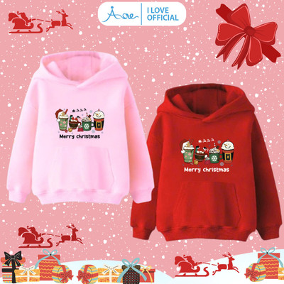 [HÀNG MỚI VỀ] AORE-Áo HOODIE Merry Christmas, Áo dài tay có túi chất nỉ da cá hình NOEL mềm giáng sinh cho bé trai, gái