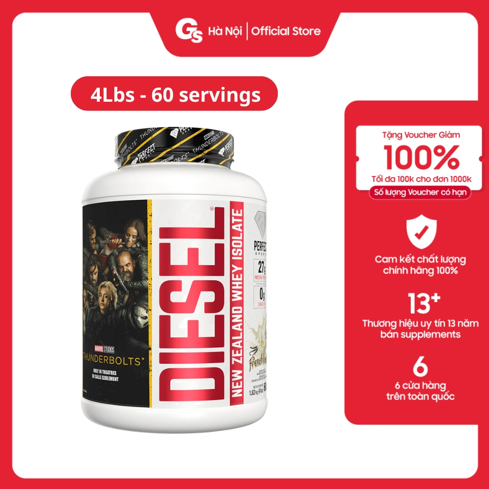 Sữa tăng cơ Perfect Diesel Whey Protein Isolate 4Lbs (Canada) siêu tinh khiết không gây mụn Gymstore