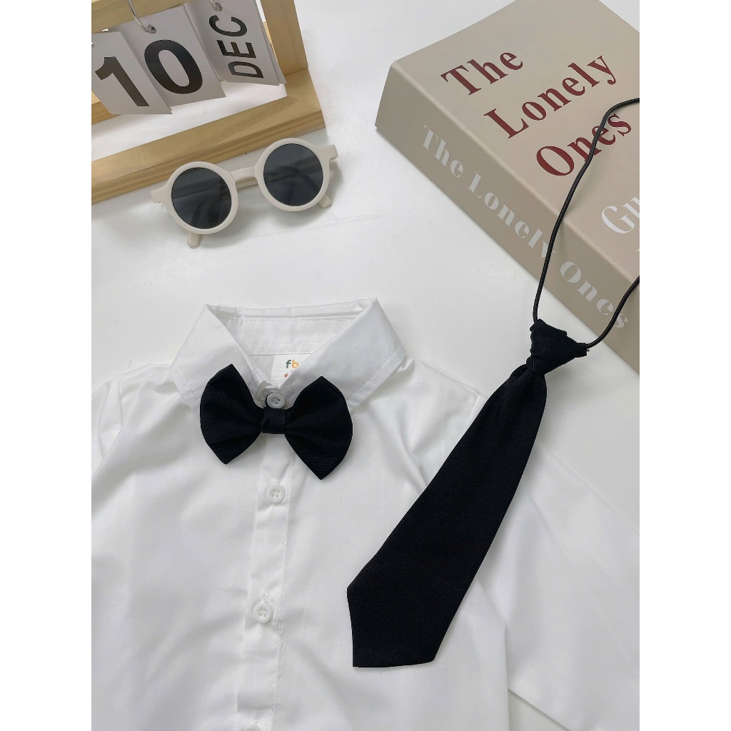 Phụ Kiện Cavat, Nơ Màu Đen Cho Bé Mặc Cùng Sơ Mi Fbaby