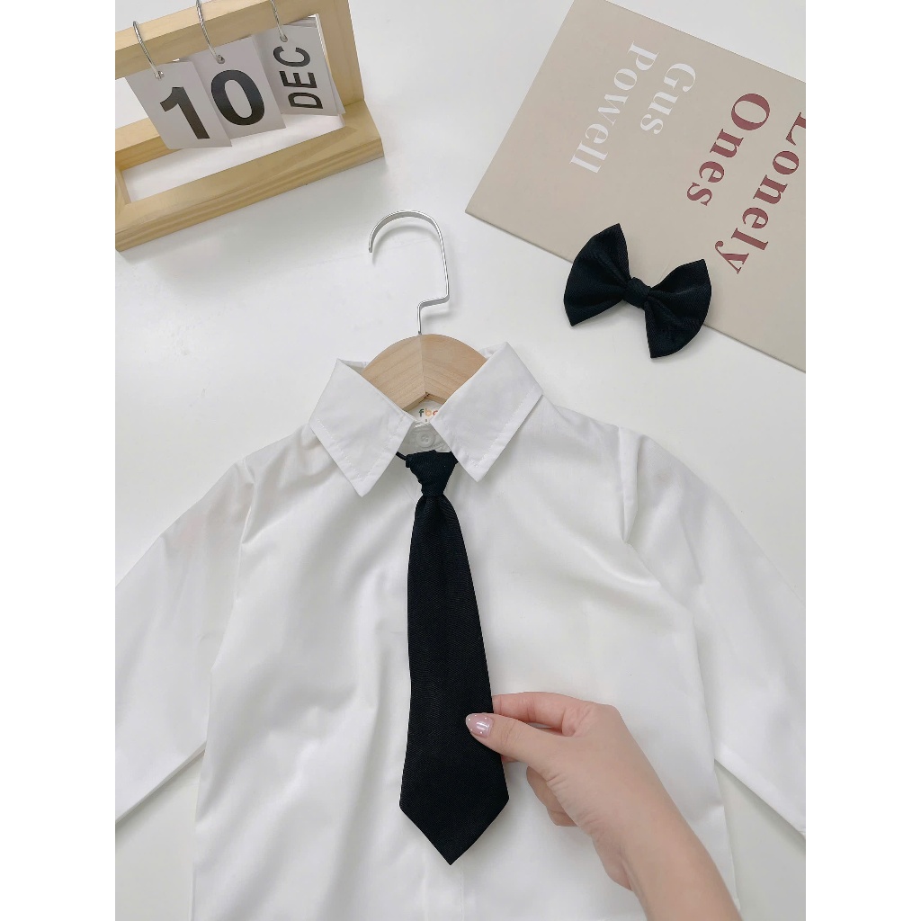 Phụ Kiện Cavat, Nơ Fbaby Màu Đen Cho Bé Mặc Cùng Sơ Mi