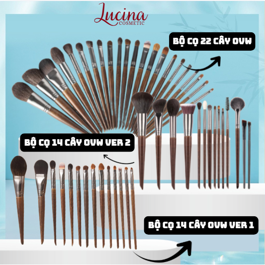 【OVW】Bộ cọ makeup 22 cây, 14 cây lông thật tự nhiên cán gỗ cho trang điểm chuyên nghiệp, cá nhân sho