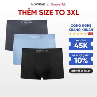 Combo 3 Quần lót nam Boxer thun lạnh NOWEAR cao cấp, Quần xì nam PROFIT co giãn chính hãng không viền
