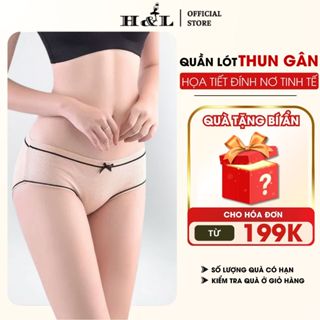  Quần lót nữ thun gân co dãn 4 chiều Quần chip nữ cạp vừa đính nơ xinh xắn HL BOUTIQUE L.803 