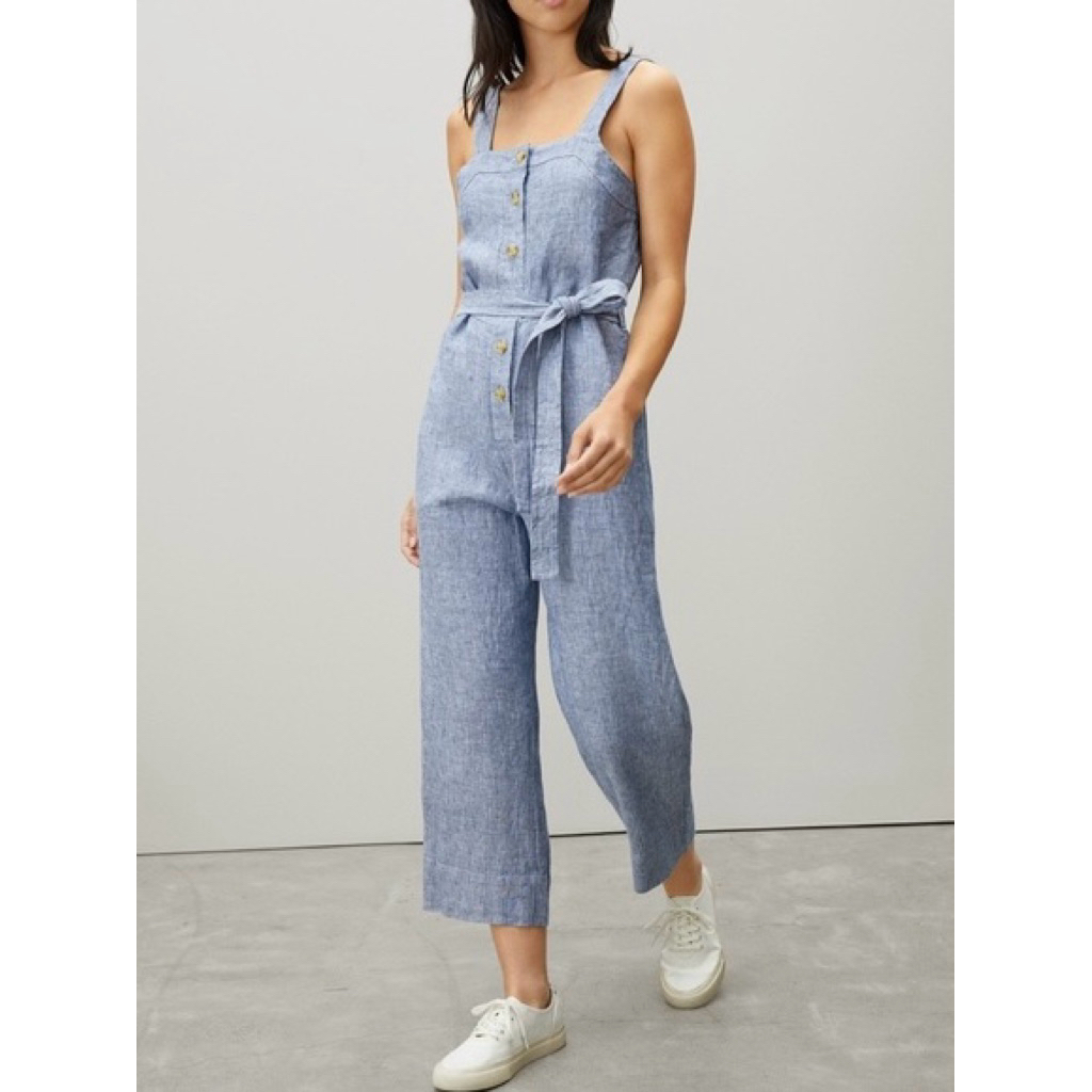 Jumpsuit sọc xanh hiệu Everlane
