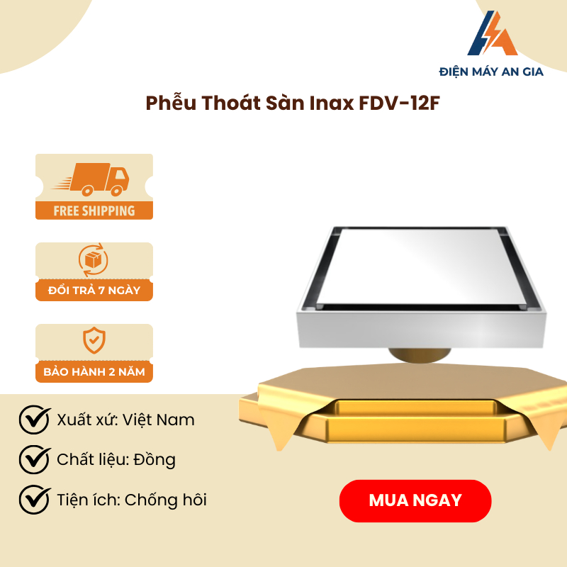 Phễu Thoát Sàn INAX FDV-12F - Chịu Nhiệt Cao - Dẫn Nước Áp Lực Lớn - Kết Hợp Nhiều Vòi Chậu - PEB