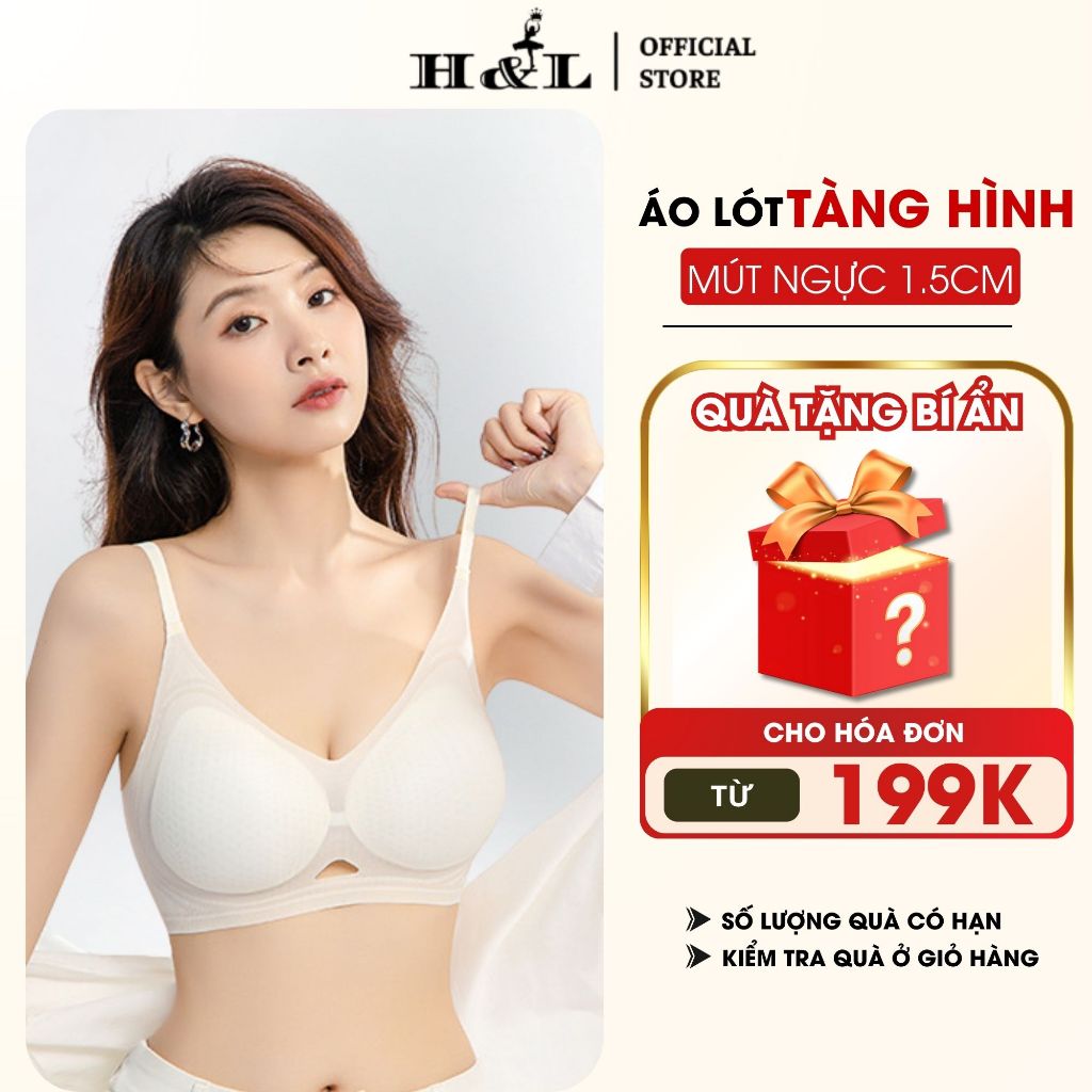 Áo lót nữ KHÔNG LỘ VIỀN HL BOUTIQUE A.1107 áo bra su hở lưng siêu nhẹ đệm 3cm tàng hình không gọng