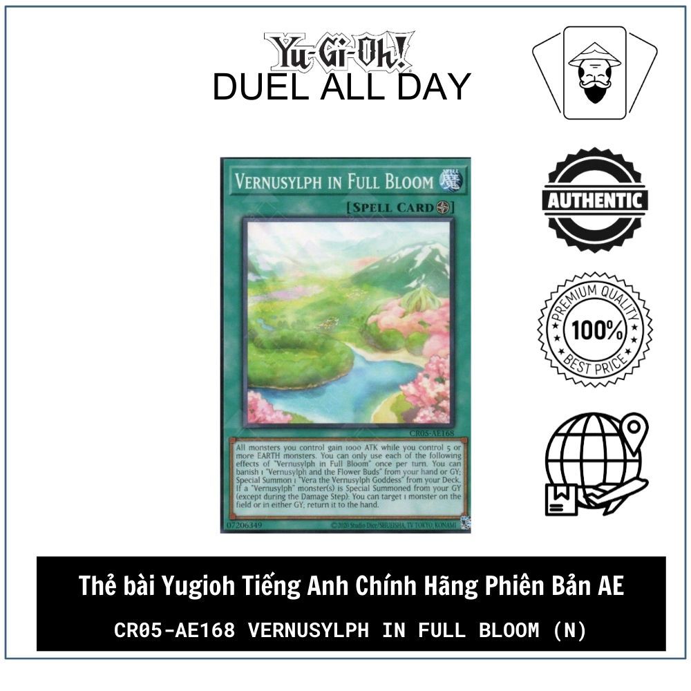 Thẻ bài Yugioh Tiếng Anh Chính Hãng Phiên Bản AE: CR05-AE168 Vernusylph in Full Bloom (N)