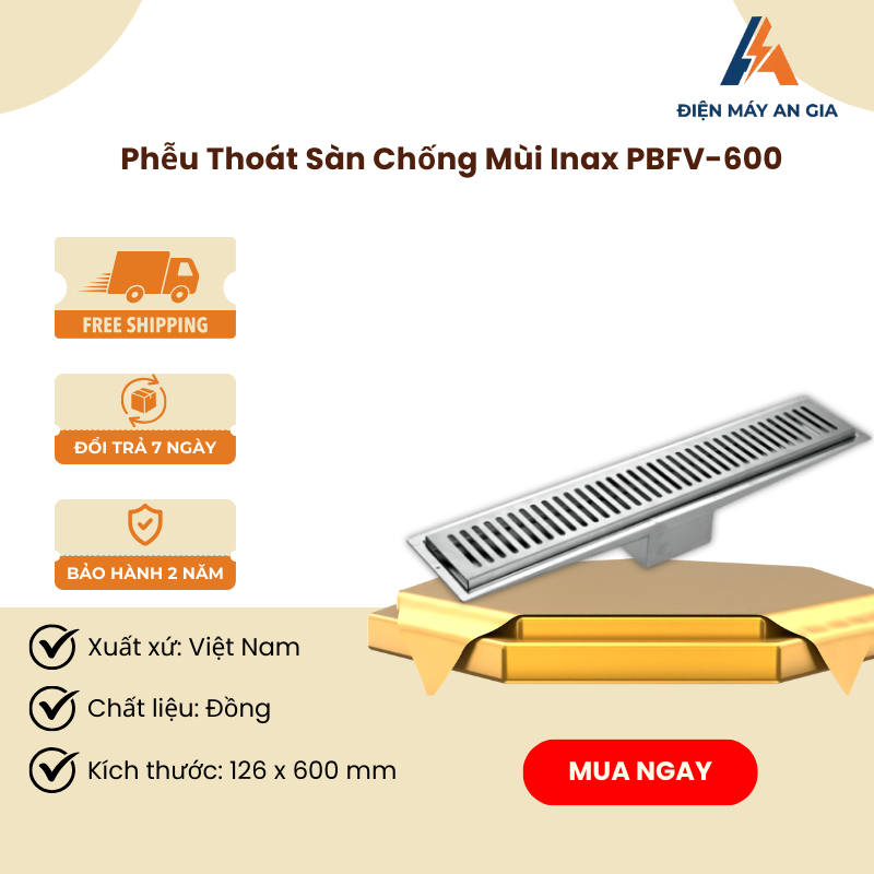 Phễu Thoát Sàn INAX PBFV-600 - Thoát Nước Nhanh - Ngăn Rác - Chống Mùi Hôi - Côn Trùng - PEB