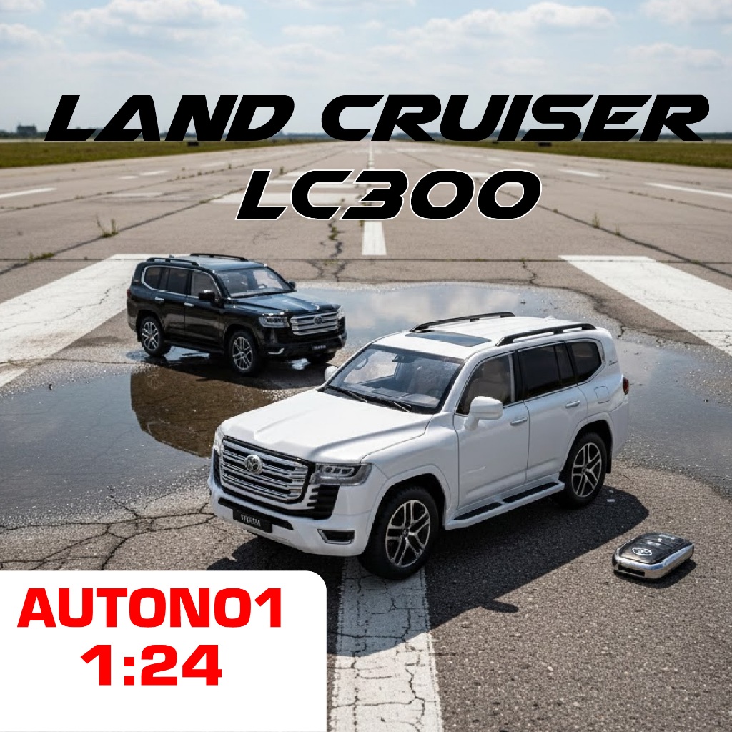 Mô hình xe TUyota Land Cruiser LC300 2022 có remote full open - full kính - đánh lái được tỉ lệ 1:24