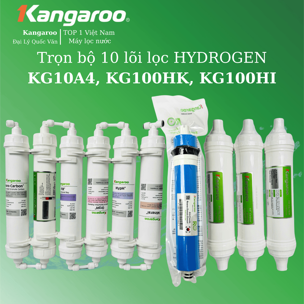 [Hoả Tốc] Combo 10 Lõi Lọc Nước Kangaroo Dòng Hydrogen (Model KG10A4, KG100HK, KG10A12, KG100HI 10A4