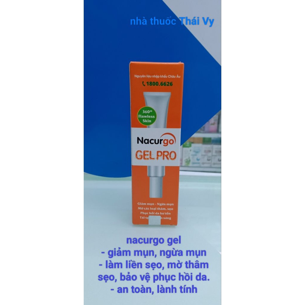 Gel Nacurgo Gel pro tuýp 20g – mờ sẹo, giảm thâm do sẹo, do mụn, ngừa mụn  & nám da