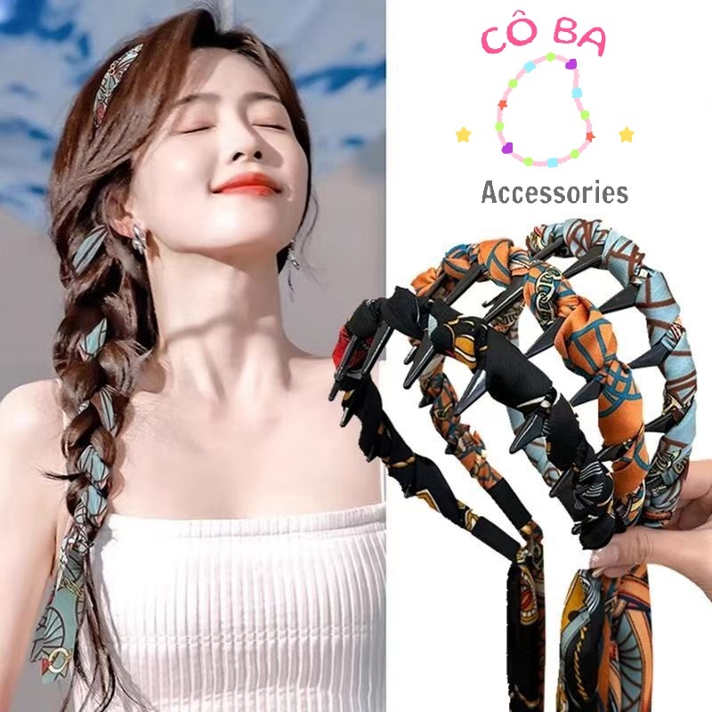 Băng đô dây ruy băng làm phồng tóc cổ điển, buộc tóc, băng đô lụa mùa hè, phụ kiện tóc thời trang ch