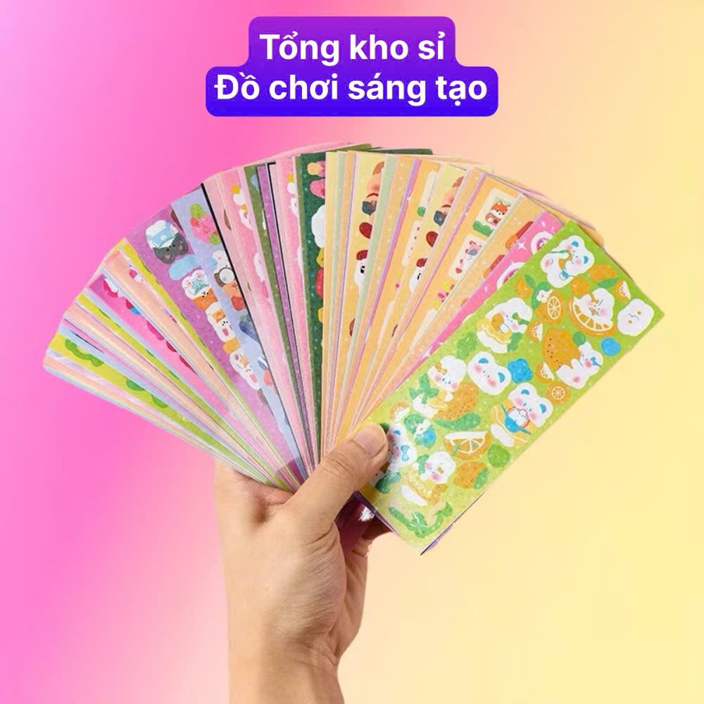 Set 300/200 tấm dán sticker lấp lánh trang trí sổ, sticker dán trang trí nhiều mẫu trang trí ảnh ido