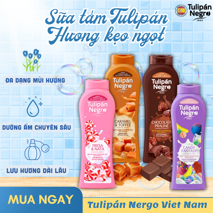 Sữa Tắm Hương Kẹo Ngọt Tulipán Negro 650ml - Sweet Collection Từ Tây Ban Nha, Không Paraben