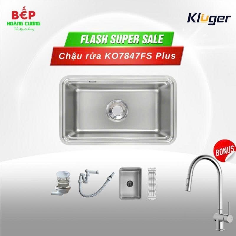 Chậu rửa bát Kluger KO7847FS Plus - Độ Dày Tiêu Chuẩn, Chịu Lực Tốt tặng vòi rửa bát