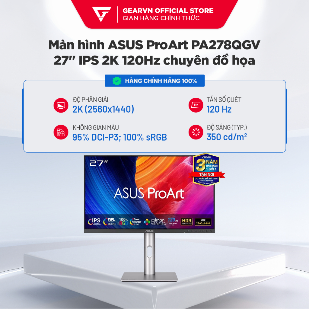 Màn hình ASUS ProArt PA278QGV 27" IPS 2K 120Hz chuyên đồ họa
