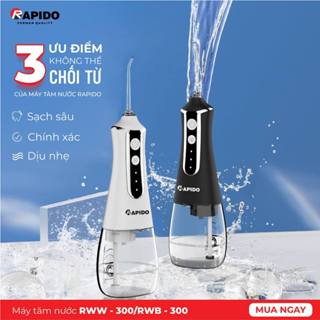  Tăm nước Rapido 300ML công nghệ Đức công suất 5W 5 đầu tăm thay thế bảo hành 12 tháng 