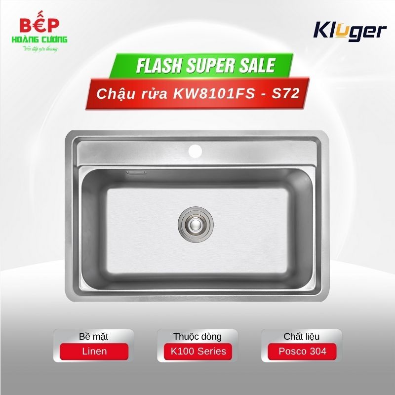 Chậu rửa Kluger KW8101FS–S72 - Hố Sâu, Chống Ồn, Chống Tràn, Dễ Vệ Sinh