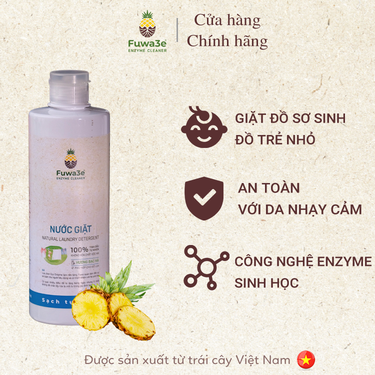 [500ml - Hương Cam] Nước giặt Fuwa3e - Nước giặt trẻ em , Nước giặt sinh học từ enzyme dứa