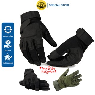  Găng Tay Xe Máy Đi Phượt Vải Kaki Có Nệm Cao Su Êm BLH - Dài Ngón 