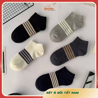  Tất cổ ngắn nữ nam trơn chất vải mềm thoáng khí sét 5 đôi vớ nam nữ cổ thấp tất chân Unisex phong cách Hàn Quốc 