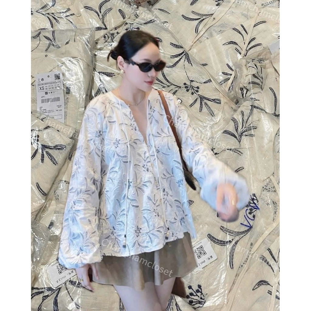 Áo thêu hàng Zara xuất 2025 cho nữ