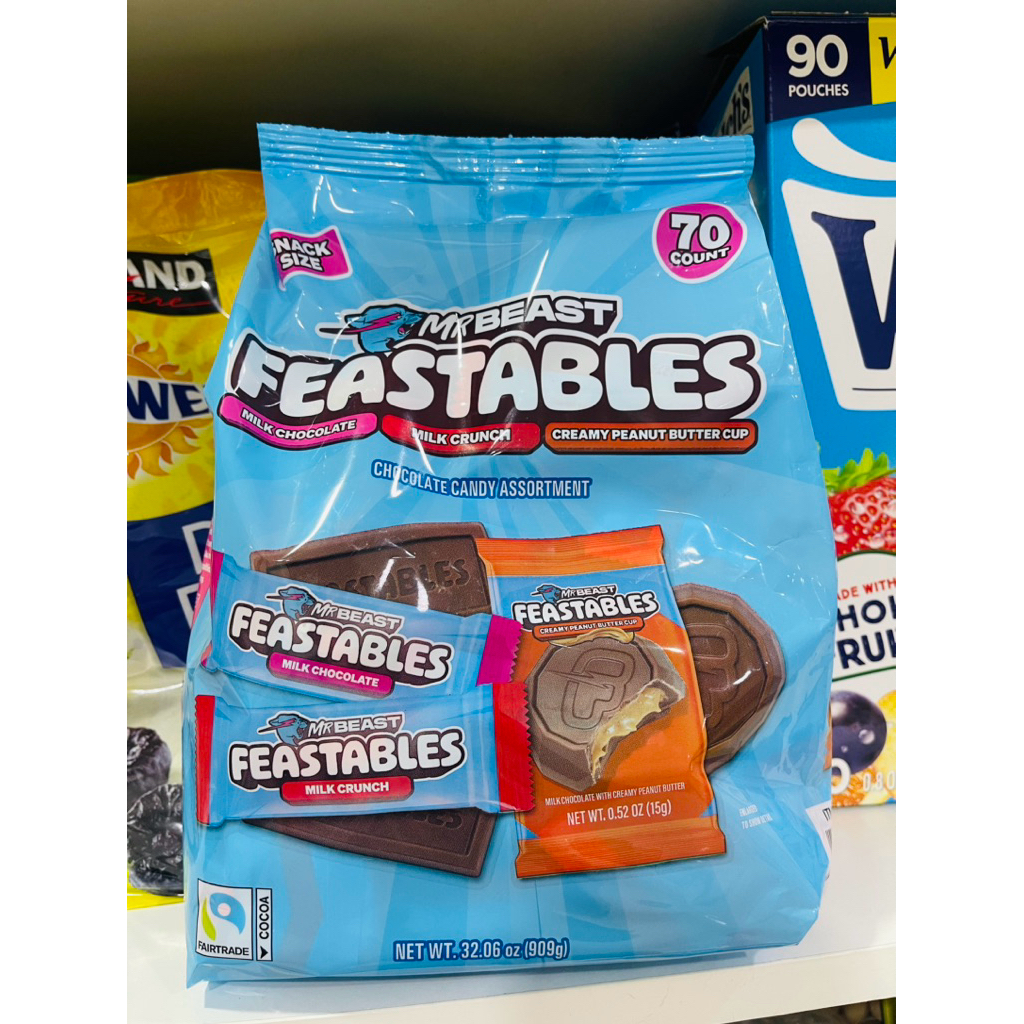 Kẹo Socola Mrbeast Frestables Mix Pack Mỹ 70 thanh mini Club Snack-Size Variety Pack