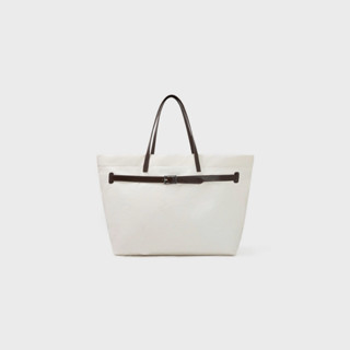 GIAN SAIGON – Tote Canvas Khóa Đai Da - Màu Trắng