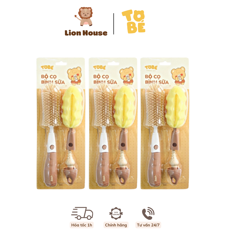 Set cọ bình sữa mút silicon Tobe cho bé