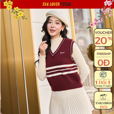 Áo Gile Len Cổ Tim Thêu Chữ Mã 323 Evalover – Phong Cách Hàn Quốc, Chất Len Dày Dặn Mềm Mịn