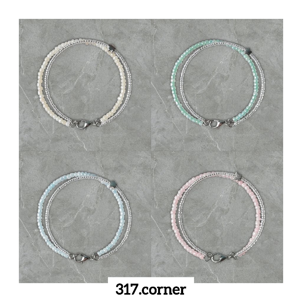 [Hàng đặt trước] Vòng tay 2 lớp hạt cườm phối charm (chọn mẫu) - 317.corner