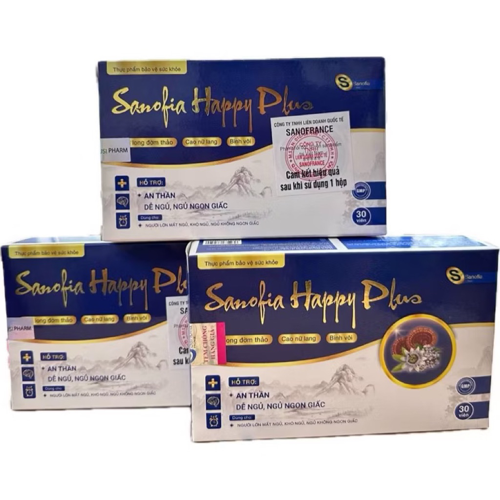 Viên uống Sanofia Happy Plus hỗ trợ an thần, dễ ngủ, ngủ ngon giấc - Hộp 30 viên