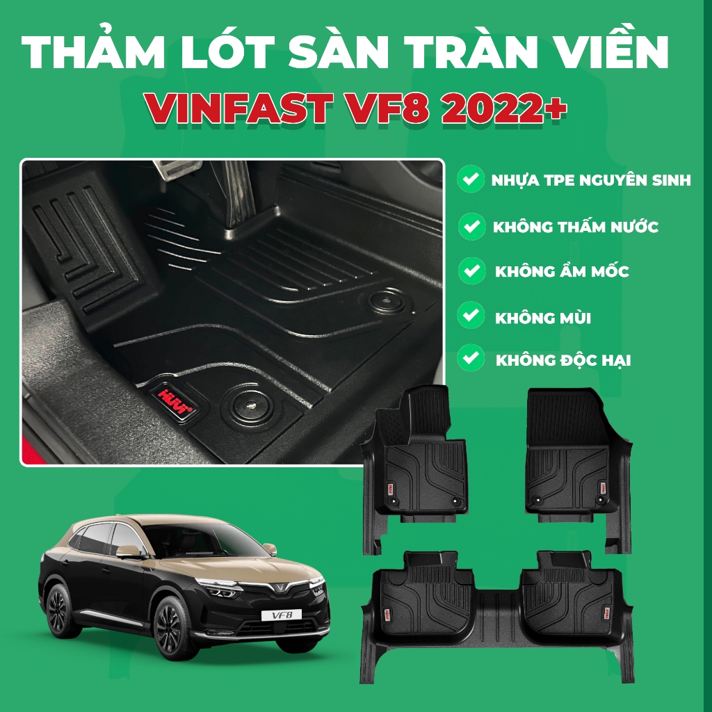 |TẶNG LÓT RỐI| Thảm lót sàn ô tô Vinfast VF8 2023-2026 Eco tràn viền bậc cửa Huvi