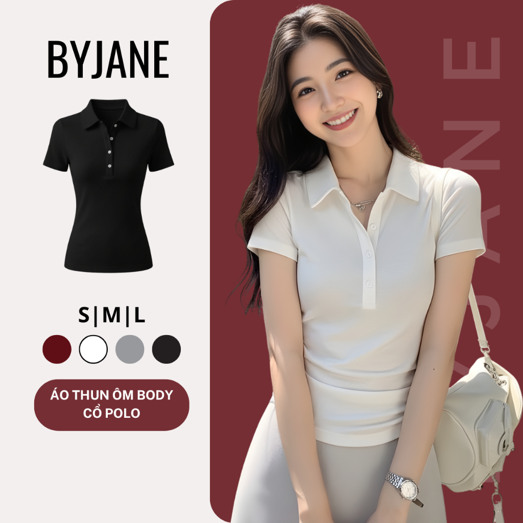 ( MỞ BÁN ) Áo Polo Phối Cúc Thương Hiệu BYJANE-382