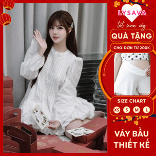  Váy Bầu Nữ Tay Dài LYSAVA Xếp Ly Đầm Bầu Dáng Babydoll Sang Chảnh Thiết Kế Thanh Lịch Nhẹ NhàngV301 