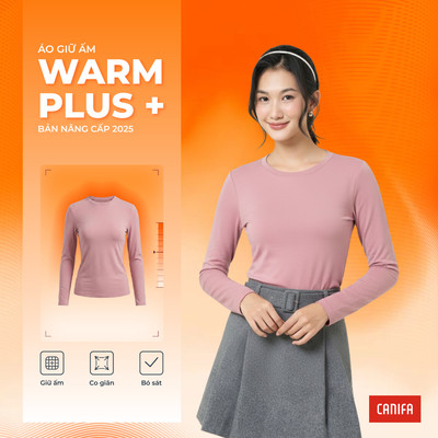 Áo giữ ấm nữ CANIFA cổ tròn cào bông nhẹ form ôm WARM PLUS 6IT25W008