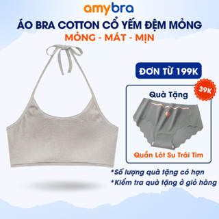  Áo Bra Nữ Cotton Cổ Yếm Cột Dây - Áo 2 Dây Mặc Trong Phối Đồ Xinh AMYBRA B8703 