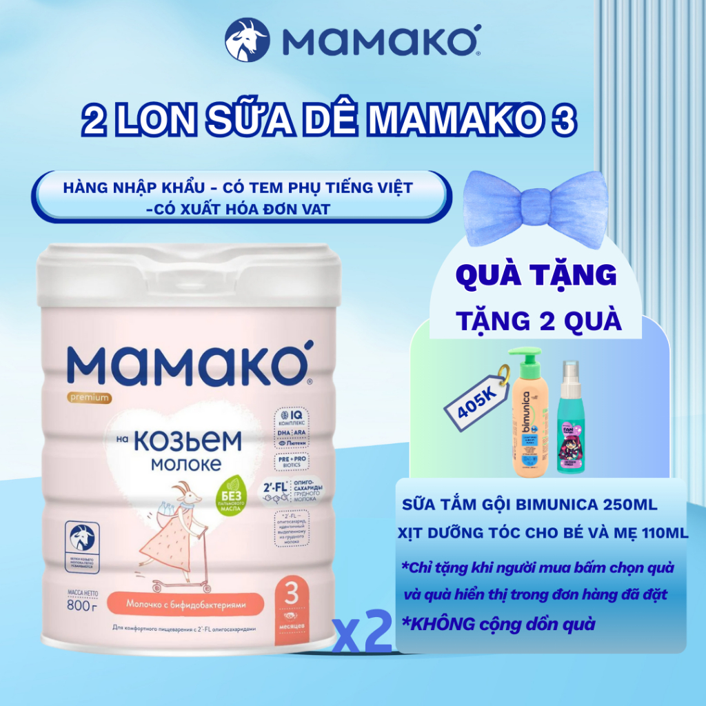 Combo 2 Lon Sữa Dê Công Thức MAMAKO Premium Số 3 - 800g