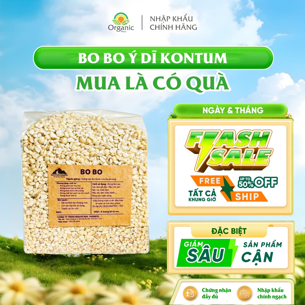 Hạt Bo bo Ý dĩ bobo sạch 500g KonTum Mountain Farmers