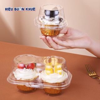  100 Hộp Nhựa Đựng 1 - 2 Ly Cupcake Muffin Ly Bánh Lạnh Nhỏ Xinh - đáy 5cm x cao 8.5cm  XY161 hoặc SX-02  
