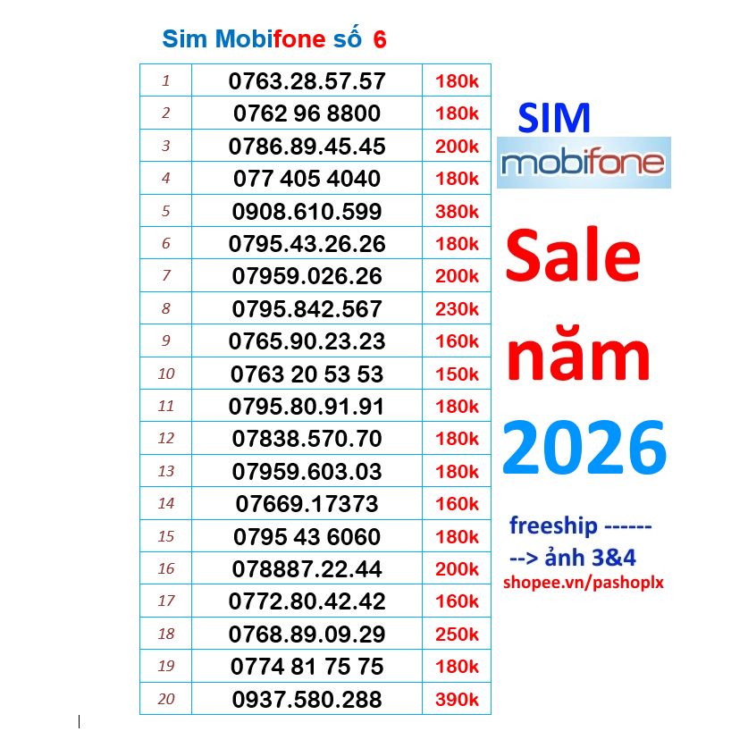 Sim Mobifone số đẹp 6